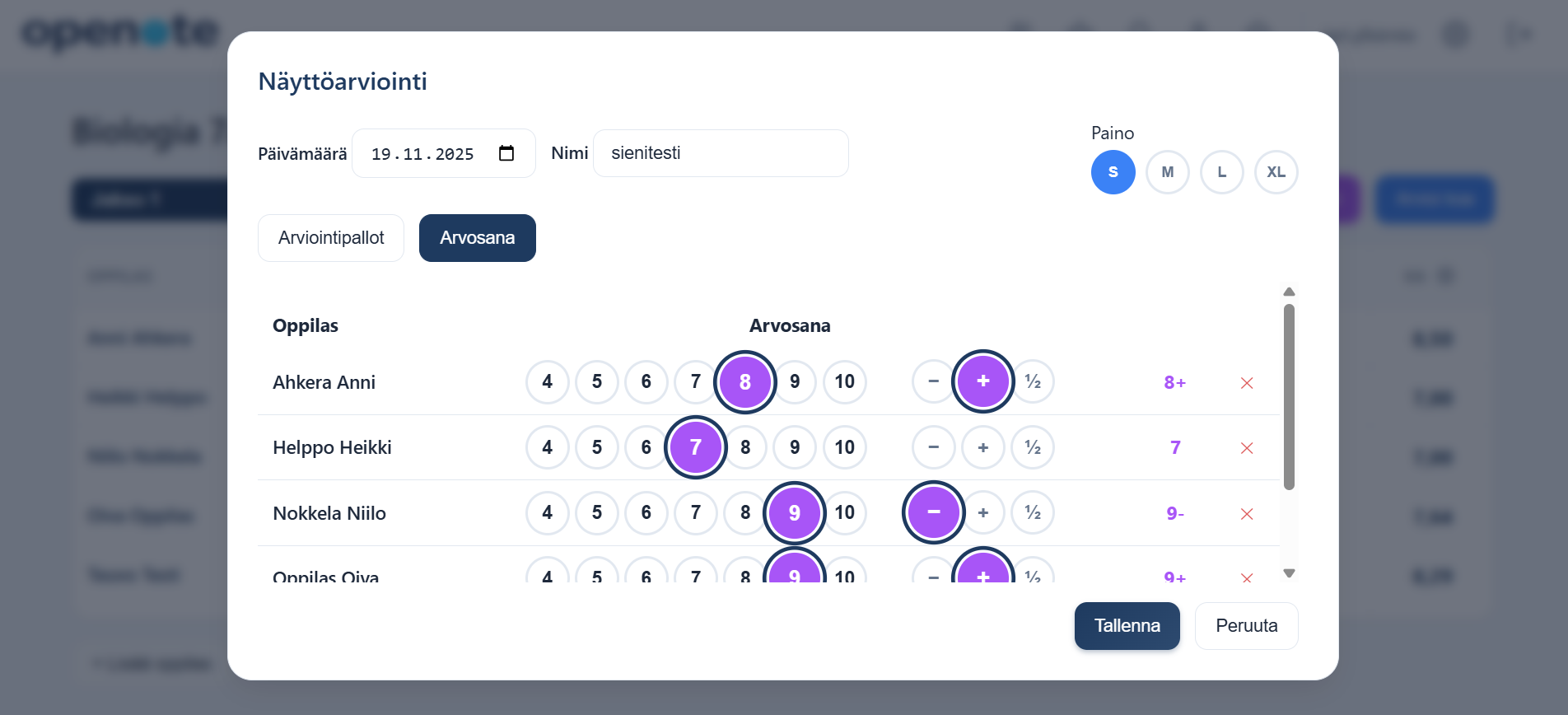 Näyttöjen arviointi